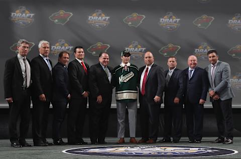 BUFFALO, NY – JUNE 24: Luke Kunin, selected 15th overall by the Minnesota Wild, poses onstage during round one of the 2016 NHL Draft at First Niagara Center on June 24, 2016 in Buffalo, New York. (Photo by Dave Sandford/NHLI via Getty Images)