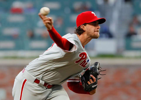 Nola dials up a four-seam fastball during his fourth straight solid outing in Atlanta and now has a 2.22 ERA. Photo by Kevin C. Cox/Getty Images.