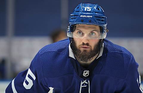 Alexander Kerfoot #15 of the Toronto Maple Leafs (Photo by Claus Andersen/Getty Images)