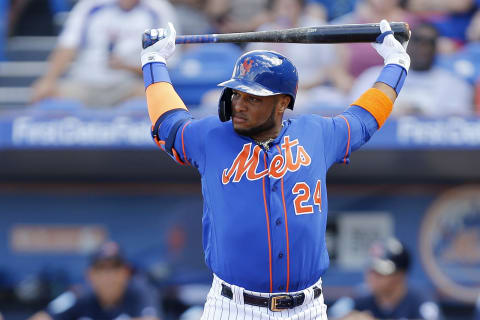 PORT ST. LUCIE, FLORIDA – FEBRUARY 23: Robbinson Cano #24 of the New York Mets in action against the Atlanta Braves during the Grapefruit League spring training game at First Data Field on February 23, 2019 in Port St. Lucie, Florida. (Photo by Micchael Reaves/Getty Images)