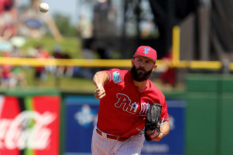 Arrieta works on March 27 against the Pirates and will start versus the Marlins on April 8 at the Bank. Photo by Cliff Welch/Icon Sportswire via Getty Images.