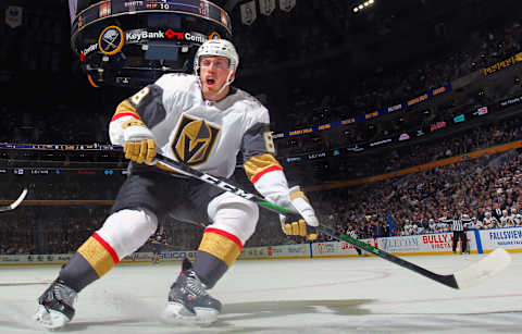 BUFFALO, NY – JANUARY 14: Nate Schmidt #88 of the Vegas Golden Knights skates during an NHL game against the Buffalo Sabres on January 14, 2020 at KeyBank Center in Buffalo, New York. (Photo by Bill Wippert/NHLI via Getty Images)