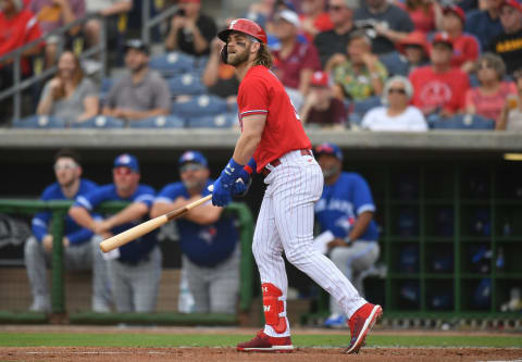 Harper could be warming up for a big 2020 with the Phillies. Photo by Mark Brown/Getty Images.