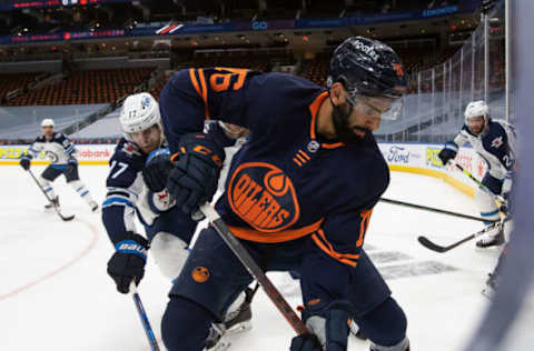 Jujhar Khaira #16, Edmonton Oilers (Photo by Codie McLachlan/Getty Images)