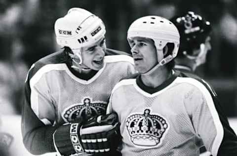 Bernie Nichols (left) and Jim Fox of the Los Angeles Kings. (Photo by Jayne Kamin-Oncea/Getty Images)