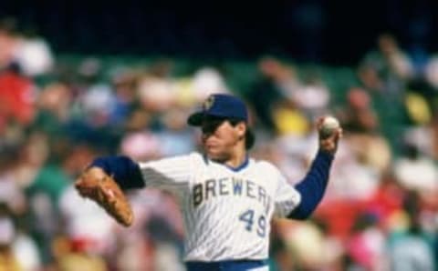 MILWAUKEE – 1987: Teddy Higuera of the Milwaukee Brewers pitches during an MLB game at County Stadium in Milwaukee, Wisconsin during the 1987 season. (Photo by Ron Vesely/MLB Photos via Getty Images)