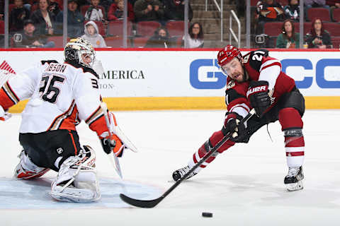 Derek Stepan #21 of the Arizona Coyotes. (Photo by Christian Petersen/Getty Images)