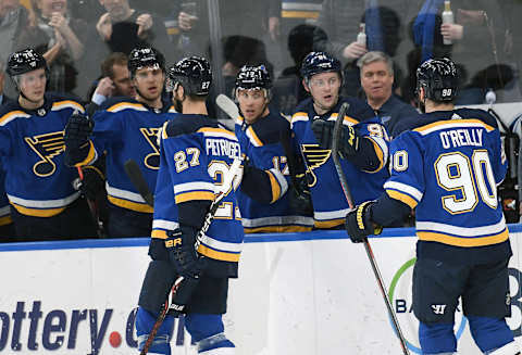 ST. LOUIS, MO. – DECEMBER 31: during an NHL game between the New York Rangers and the St. Louis Blues on December 31, 2018, at Enterprise Center, St. Louis, MO. (Photo by Keith Gillett/Icon Sportswire via Getty Images)