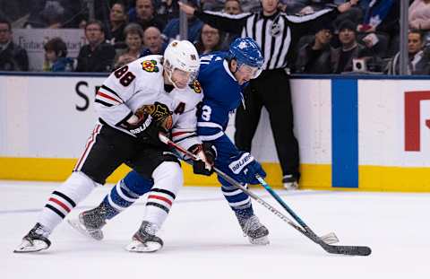 Jan 18, 2020; Toronto, Ontario, CAN; Chicago Blackhawks right wing Patrick Kane (88) . Mandatory Credit: Nick Turchiaro-USA TODAY Sports