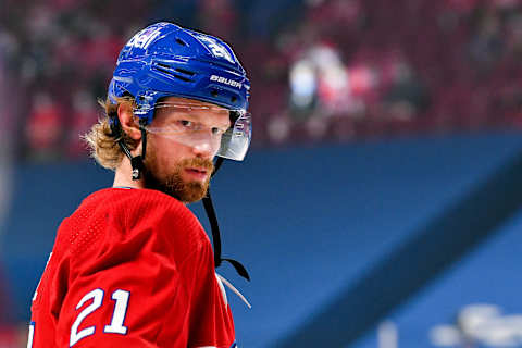 MONTREAL, QUEBEC – JUNE 20: Eric Staal #21 of the Montreal Canadiens warms up prior to Game Four of the Stanley Cup Semifinals of the 2021 Stanley Cup Playoffs against the Vegas Golden Knights at Bell Centre on June 20, 2021 in Montreal, Quebec. (Photo by Minas Panagiotakis/Getty Images)