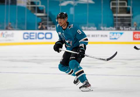 SAN JOSE, CALIFORNIA – MARCH 22: Evander Kane #9 of the San Jose Sharks in action against the Los Angeles Kings at SAP Center on March 22, 2021 in San Jose, California. (Photo by Ezra Shaw/Getty Images)