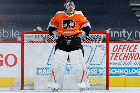 Carter Hart #79 of the Philadelphia Flyers. (Photo by Tim Nwachukwu/Getty Images)