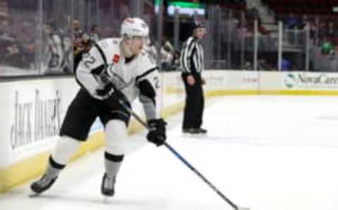 CLEVELAND, OH – APRIL 06: San Antonio Rampage right wing Klim Kostin (22) controls the puck during the third period of the American Hockey League game between the San Antonio Rampage and Cleveland Monsters on April 6, 2018, at Quicken Loans Arena in Cleveland, OH. Cleveland defeated San Antonio 6-3. (Photo by Frank Jansky/Icon Sportswire via Getty Images)