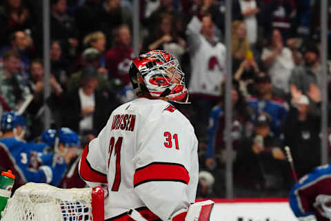 Carolina Hurricanes goaltender Frederik Andersen (31): Ron Chenoy-USA TODAY Sports