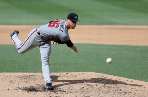 WASHINGTON, DC – JULY 22: Starting pitcher Mike Foltynewicz #26 of the Atlanta Braves throws to a Washington Nationals batter in the fourth inning at Nationals Park on July 22, 2018 in Washington, DC. (Photo by Rob Carr/Getty Images)