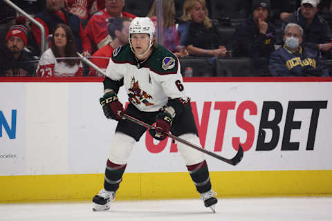 DETROIT, MICHIGAN – MARCH 08: Jakob Chychrun #6 of the Arizona Coyotes skates against the Detroit Red Wings at Little Caesars Arena on March 08, 2022 in Detroit, Michigan. (Photo by Gregory Shamus/Getty Images)