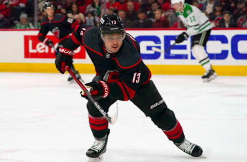 Carolina Hurricanes center Max Domi (13) Mandatory Credit: James Guillory-USA TODAY Sports