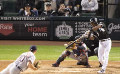 Tim Anderson of the Chicago White Sox bats against the Detroit Tigers. (Photo by Ron Vesely/MLB Photos via Getty Images)