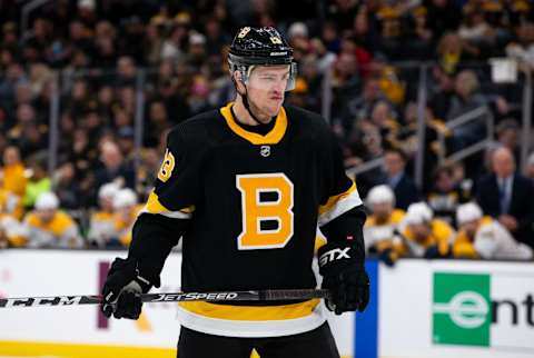 Charlie Coyle #13 of the Boston Bruins. (Photo by Rich Gagnon/Getty Images)