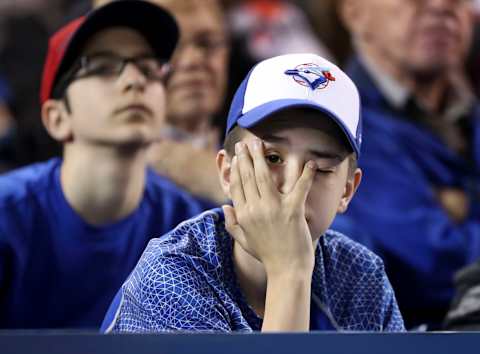 TORONTO, ON – APRIL, 13 One unhappy Jays fan looks on in the 4th inning.The Toronto Blue Jays played the Baltimore Orioles in MLB action at the Rogers Centre in Toronto.April 13, 2017 Richard Lautens/Toronto Star (Richard Lautens/Toronto Star via Getty Images)