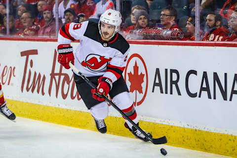 New Jersey Devils defenseman Will Butcher (8): (Sergei Belski-USA TODAY Sports)