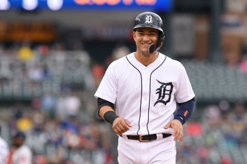 DETROIT, MI – JULY 22: Jose Iglesias #1 of the Detroit Tigers looks on during the game against the Boston Red Sox at Comerica Park on July 22, 2018 in Detroit, Michigan. The Red Sox defeated the Tigers 9-1. (Photo by Mark Cunningham/MLB Photos via Getty Images)