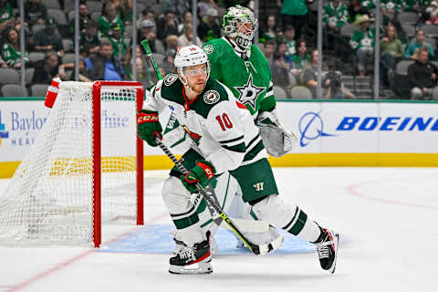 Tyson Jost was among the Minnesota Wild’s top producers in the preseason with seven points in five games(Jerome Miron-USA TODAY Sports)