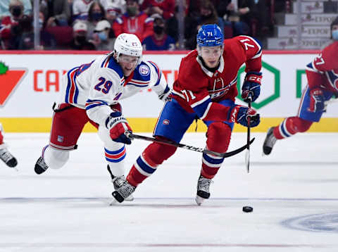 Oct 16, 2021; Montreal, Quebec, CAN; Montreal Canadiens Jake Evans. Mandatory Credit: Eric Bolte-USA TODAY Sports