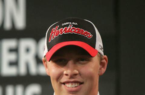 OTTAWA, ONT – JULY 30: Third overall draft pick Jack Johnson of the Carolina Hurricanes poses after being selected during the 2005 National Hockey League Draft on July 30, 2005 at the Westin Hotel in Ottawa, Canada. (Photo by Bruce Bennett/Getty Images)