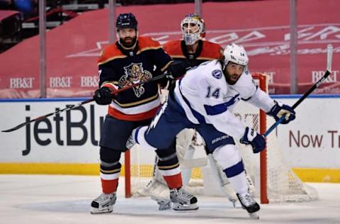 Radko Gudas & Sergei Bobrovsky, Florida Panthers. (Mandatory Credit: Jasen Vinlove-USA TODAY Sports)