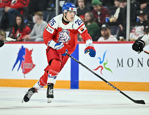 HALIFAX, CANADA – DECEMBER 31: Jiri Kulich #25 of Team Czechia skates during the third period against Team Germany in the 2023 IIHF World Junior Championship at Scotiabank Centre on December 31, 2022 in Halifax, Nova Scotia, Canada. Team Czechia defeated Team Germany 8-1. (Photo by Minas Panagiotakis/Getty Images)