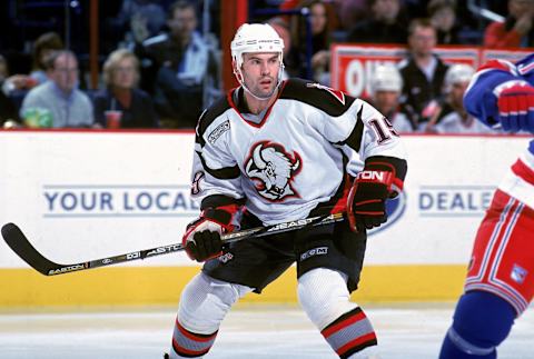 4 Dec 1999: Brian Holzinger #19 of the Buffalo Sabres skates on the ice during a game against the New York Rangers at the Marine Midland Arena in Buffalo, New York. The Rangers tied the Sabres 1-1. Mandatory Credit: Rick Stewart /Allsport