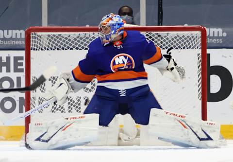 Semyon Varlamov #40 of the New York Islanders. (Photo by Bruce Bennett/Getty Images)