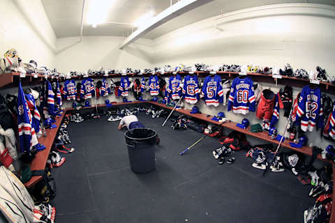 New York Rangers locker room . (Photo by Dave Reginek/Getty Images)