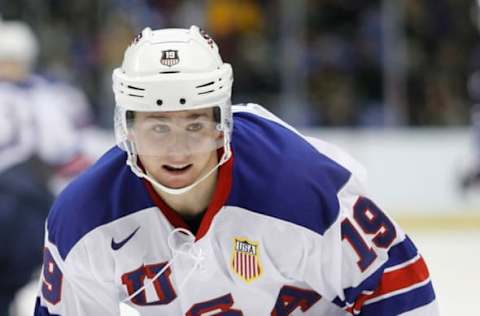 VICTORIA, BC – DECEMBER 31: Jack Drury #19 of the United States versus Finland at the IIHF World Junior Championships at the Save-on-Foods Memorial Centre on December 31, 2018 in Victoria, British Columbia, Canada. (Photo by Kevin Light/Getty Images)