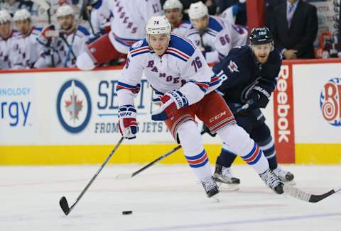 Dec 8, 2016; Winnipeg, Manitoba, CAN; New York Rangers defenseman 