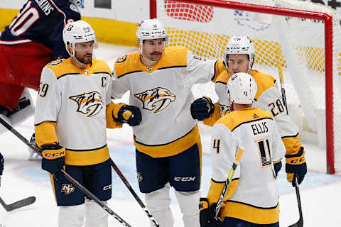 Nashville Predators left wing Filip Forsberg (9)  Mandatory Credit: Russell LaBounty-USA TODAY Sports