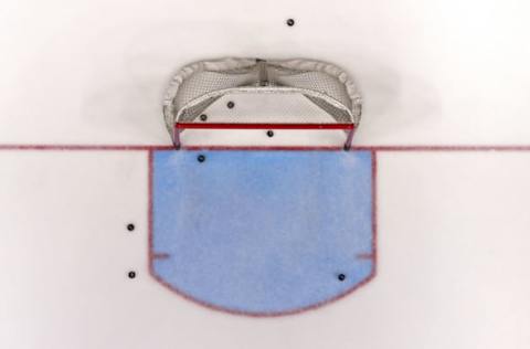 May 9, 2016; Nashville, TN, USA; A view of a net and pucks on the ice during warmups prior to the game of the San Jose Sharks against the Nashville Predators in game six of the second round of the 2016 Stanley Cup Playoffs at Bridgestone Arena. The Predators won 4-3. Mandatory Credit: Aaron Doster-USA TODAY Sports