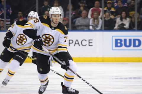 NEW YORK, NEW YORK – FEBRUARY 16: Jeremy Lauzon #79 of the Boston Bruins skates against the New York Rangers at Madison Square Garden on February 16, 2020 in New York City. The Bruins defeated the Rangers 3-1. (Photo by Bruce Bennett/Getty Images)