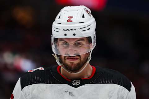 Brendan Smith in action for the Devils against the Washington Capitals. (Photo by Scott Taetsch/Getty Images)