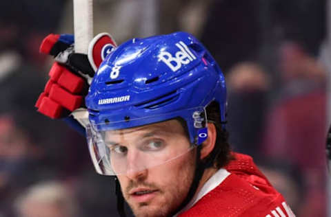 MONTREAL, QC – OCTOBER 21: Ben Chiarot #8 of the Montreal Canadiens looks on as he skates against the Carolina Hurricanes during the third period at Centre Bell on October 21, 2021, in Montreal, Canada. The Carolina Hurricanes defeated the Montreal Canadiens 4-1. (Photo by Minas Panagiotakis/Getty Images)