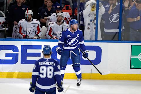 TAMPA, FL – MAY 13: Mikhail Sergachev (Photo by Mike Carlson/Getty Images)