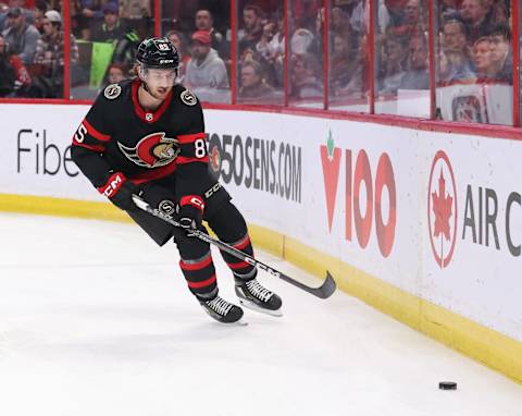 Jake Sanderson #85 of the Ottawa Senators (Photo by Chris Tanouye/Freestyle Photography/Getty Images)