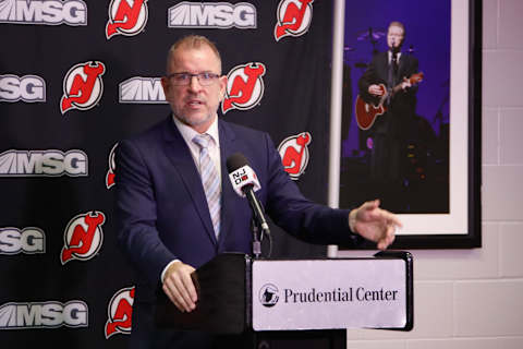 General manager Tom Fitzgerald of the New Jersey Devils. (Photo by Bruce Bennett/Getty Images)