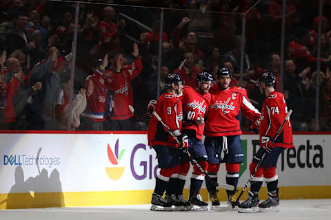 WASHINGTON, DC – NOVEMBER 15: Evgeny Kuznetsov #92 of the Washington Capitals celebrates his goal against the Montreal Canadiens during the third period at Capital One Arena on November 15, 2019 in Washington, DC. (Photo by Patrick Smith/Getty Images)