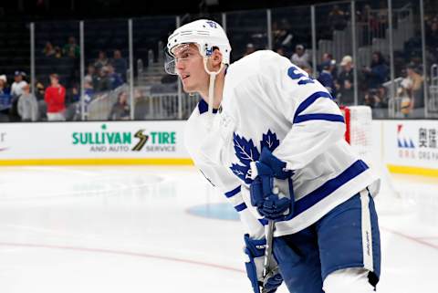 BOSTON, MA – OCTOBER 22: Toronto Maple Leafs defenseman Tyson Barrie (94) in warm up before a game between the Boston Bruins and the Toronto Maple Leafs on October 22, 2019, at TD Garden in Boston, Massachusetts. (Photo by Fred Kfoury III/Icon Sportswire via Getty Images)