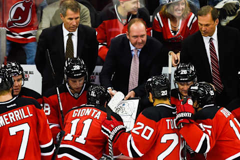 Head coach Peter DeBoer of the New Jersey Devils. (Photo by Alex Goodlett/Getty Images)