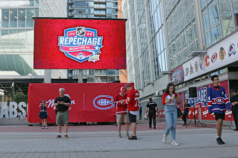 MONTREAL, QUEBEC – JULY 07: Fans arrive early for the 2022 NHL Draft at the Bell Centre on July 07, 2022 in Montreal, Quebec. (Photo by Bruce Bennett/Getty Images)