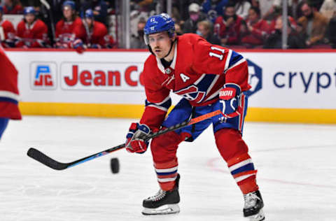 MONTREAL, QC – NOVEMBER 29: Brendan Gallagher #11 of the Montreal Canadiens skates against the Vancouver Canucks during the third period at Centre Bell on November 29, 2021 in Montreal, Canada. The Vancouver Canucks defeated the Montreal Canadiens 2-1. (Photo by Minas Panagiotakis/Getty Images)