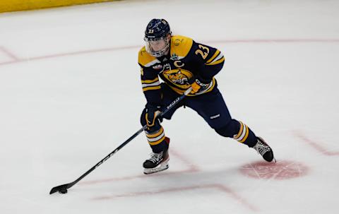 TAMPA, FL – APRIL 8: Zach Metsa #23 of the Quinnipiac Bobcats skates against the Minnesota Golden Gophers during the 2023 NCAA Division I Men’s Hockey Frozen Four Championship Final at the Amaile Arena on April 8, 2023 in Tampa, Florida. The Bobcats won 3-2 on a goal ten seconds into overtime. (Photo by Richard T Gagnon/Getty Images)